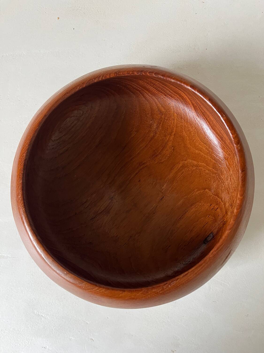 Vintage 70s turned teak salad bowl or large bowl