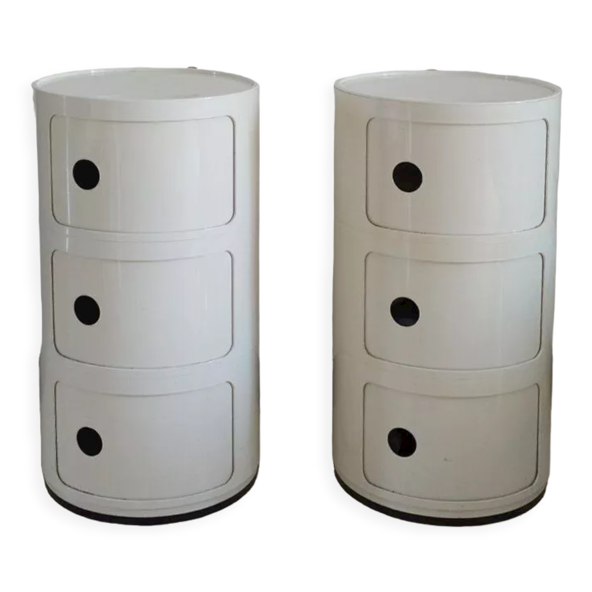 Paire d’armoires modulaires en plastique blanc vintage par Anna Castelli Ferrieri pour Kartell, années 1970