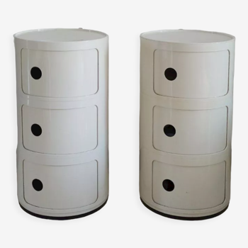 Pair of vintage white plastic modular cabinets by Anna Castelli Ferrieri for Kartell 1970s