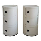 Pair of vintage white plastic modular cabinets by Anna Castelli Ferrieri for Kartell 1970s