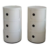 Paire d’armoires modulaires en plastique blanc vintage par Anna Castelli Ferrieri pour Kartell, années 1970