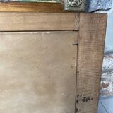 Pair of Art Deco wood and embossed metal landscape frames