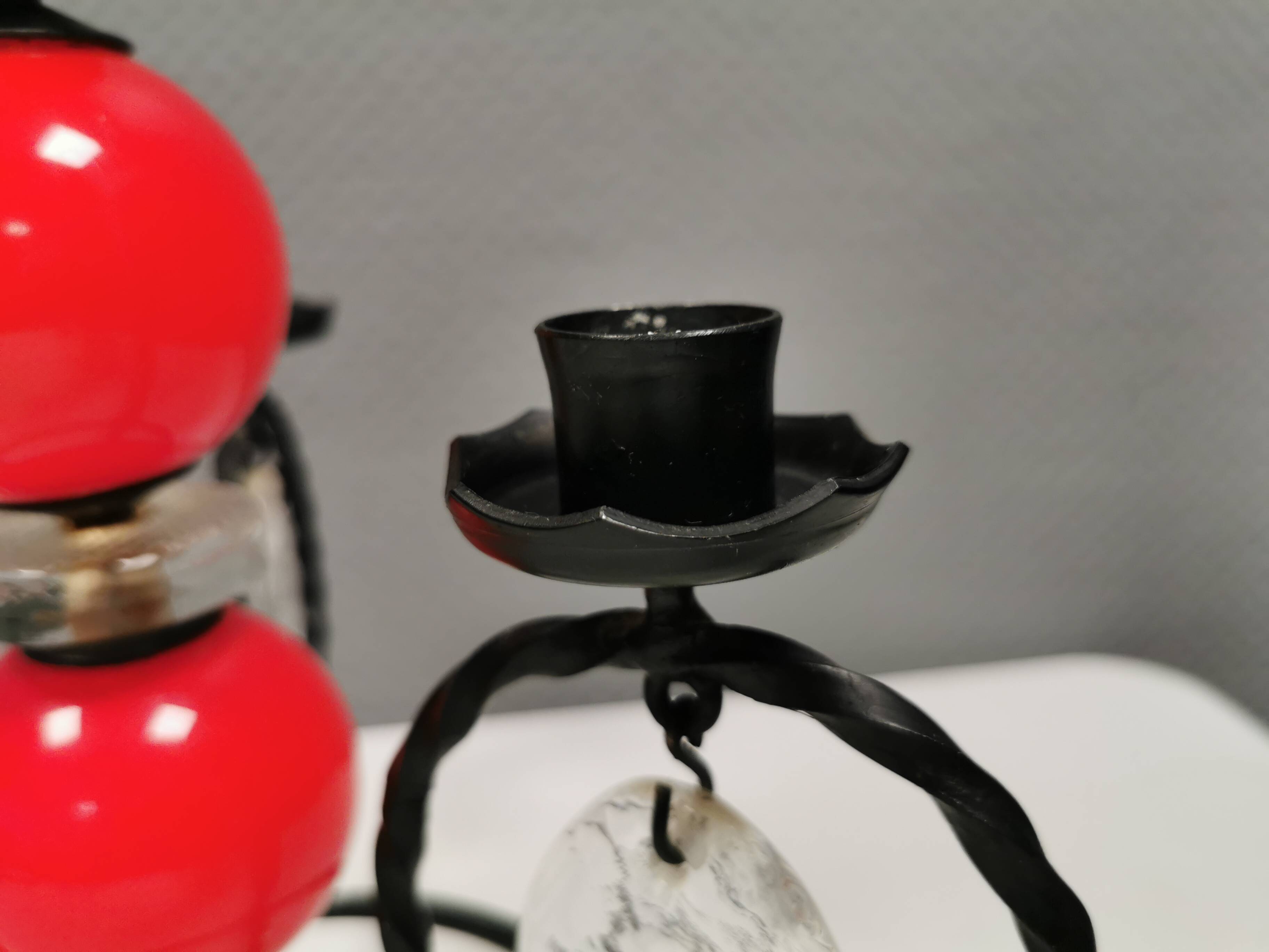 Wrought iron candle holder for 4 candles. by Erik Höglund in the 1960s