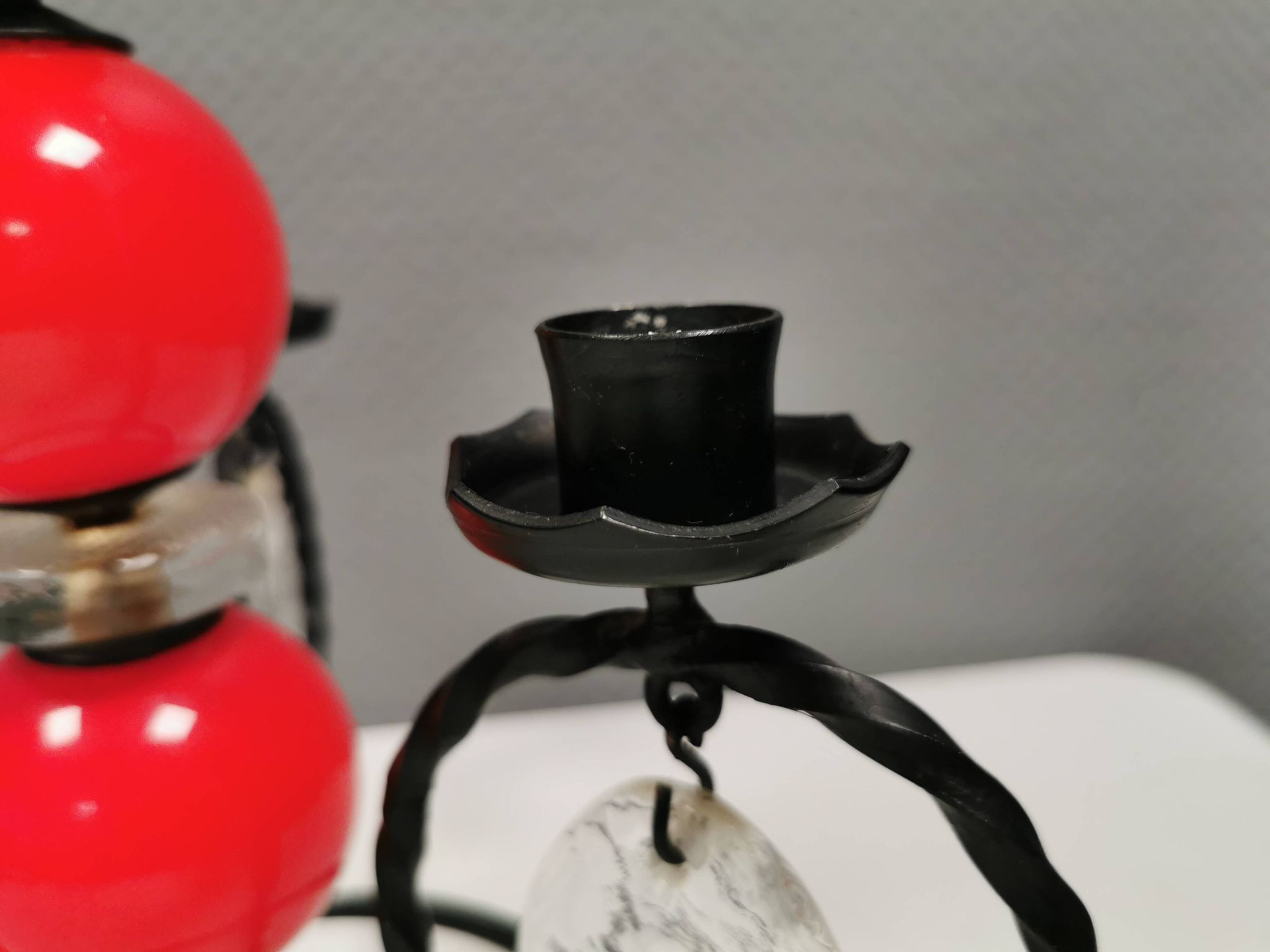 Wrought iron candle holder for 4 candles. by Erik Höglund in the 1960s