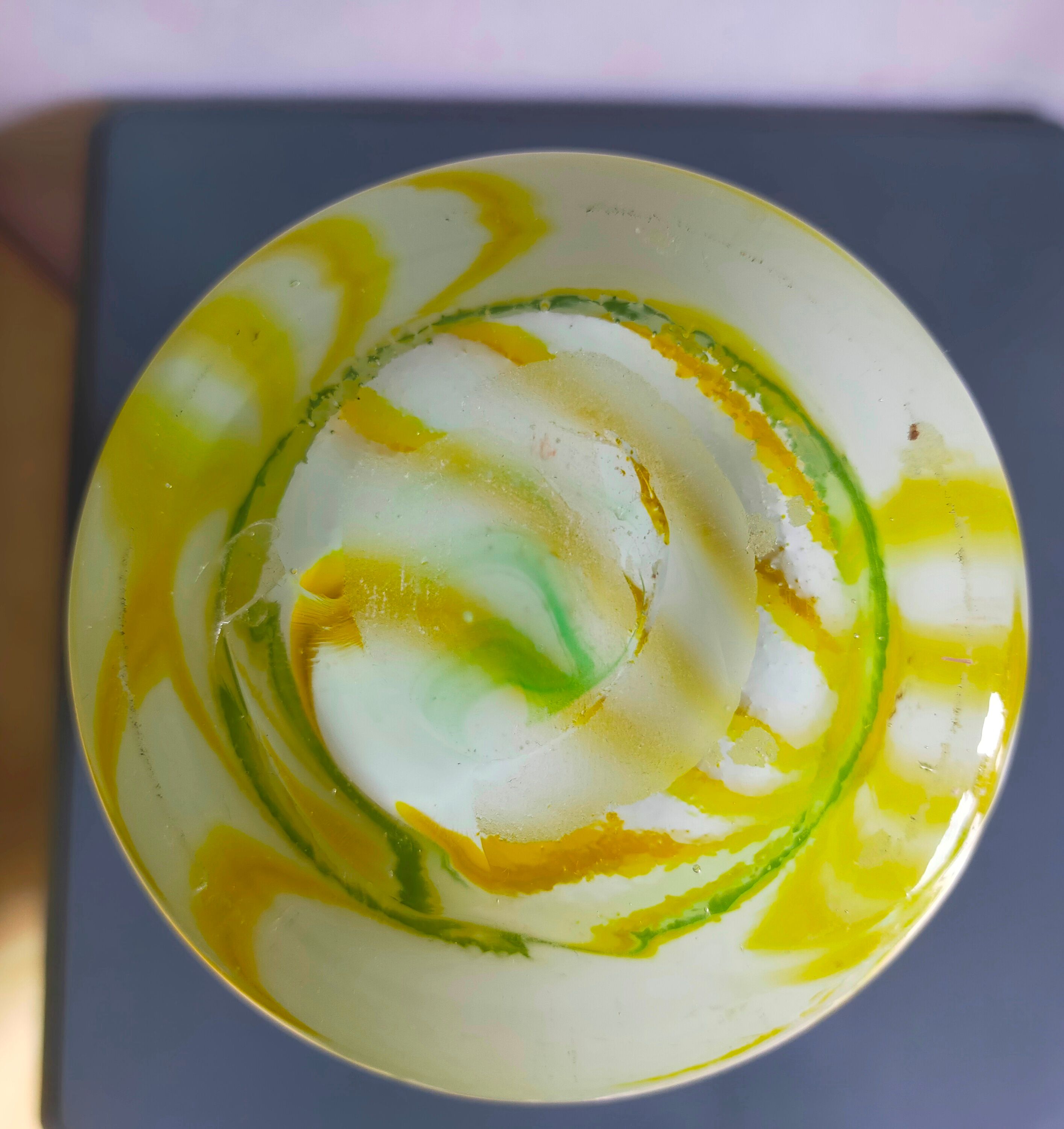 Yellow and green glass vase