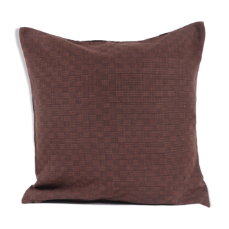 Housse de coussin tissé main brun