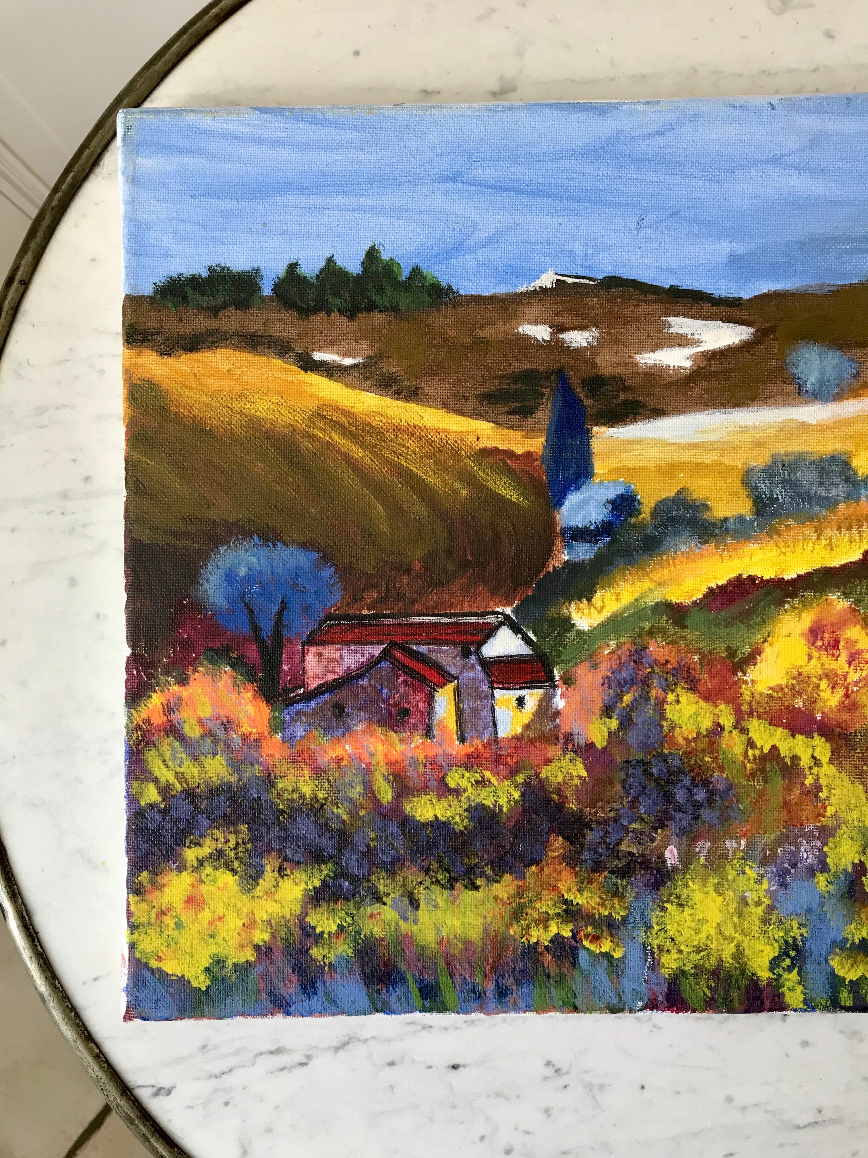 Oil painting on canvas Provencal landscape South Vintage