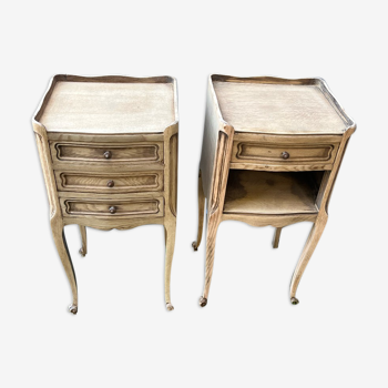 Pair of bedside table louis xv in clear raw chene