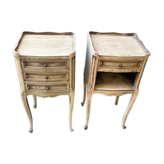 Pair of bedside table louis xv in clear raw chene