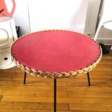 Coffee table wicker and metal design 60s