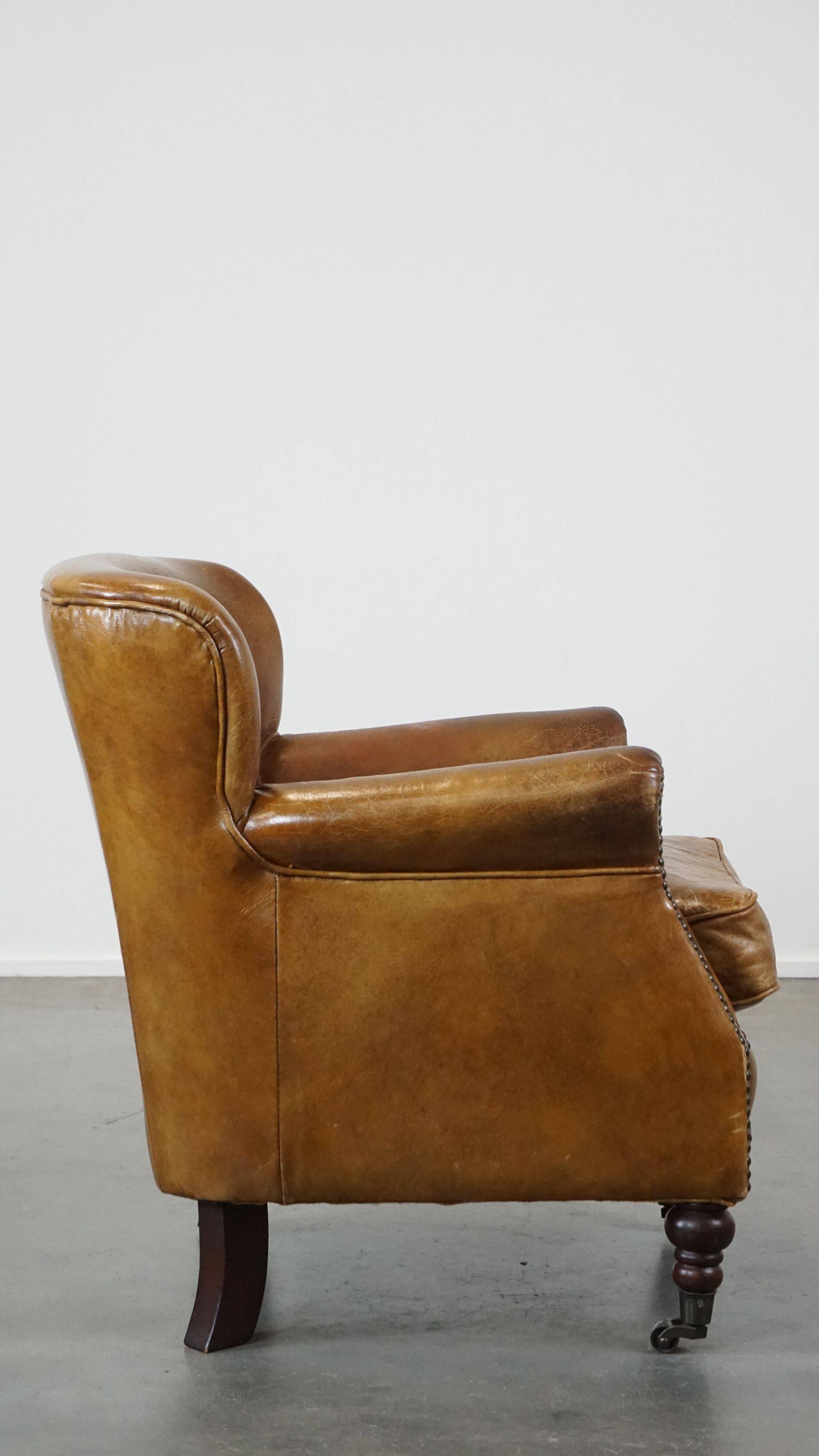 Cognac-colored subtle armchair