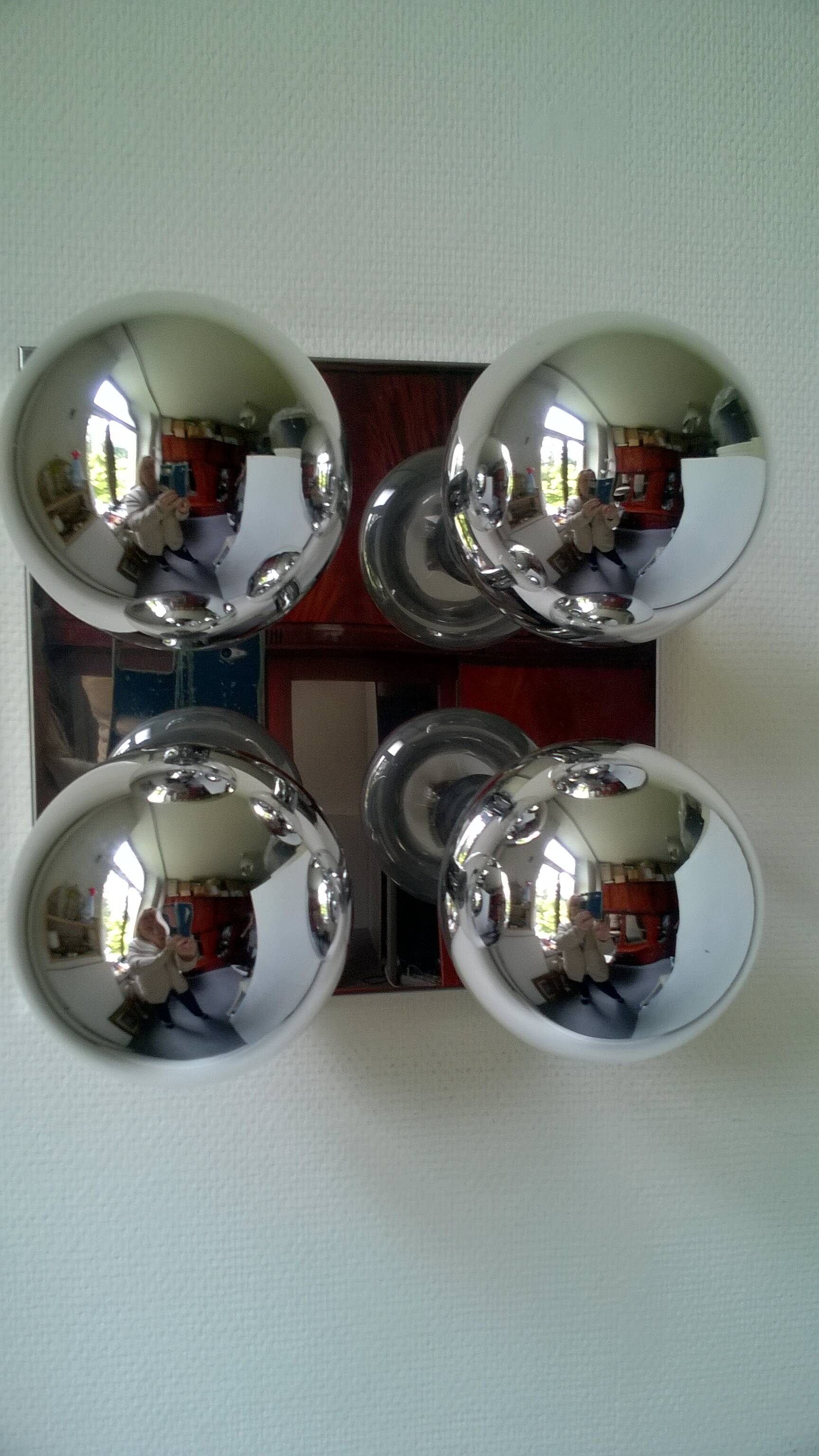 Ceiling or wall light in chromed metal and glass (Motoko Ishii for Staff