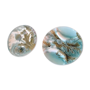 2 assiettes à aspergee, - barbotine