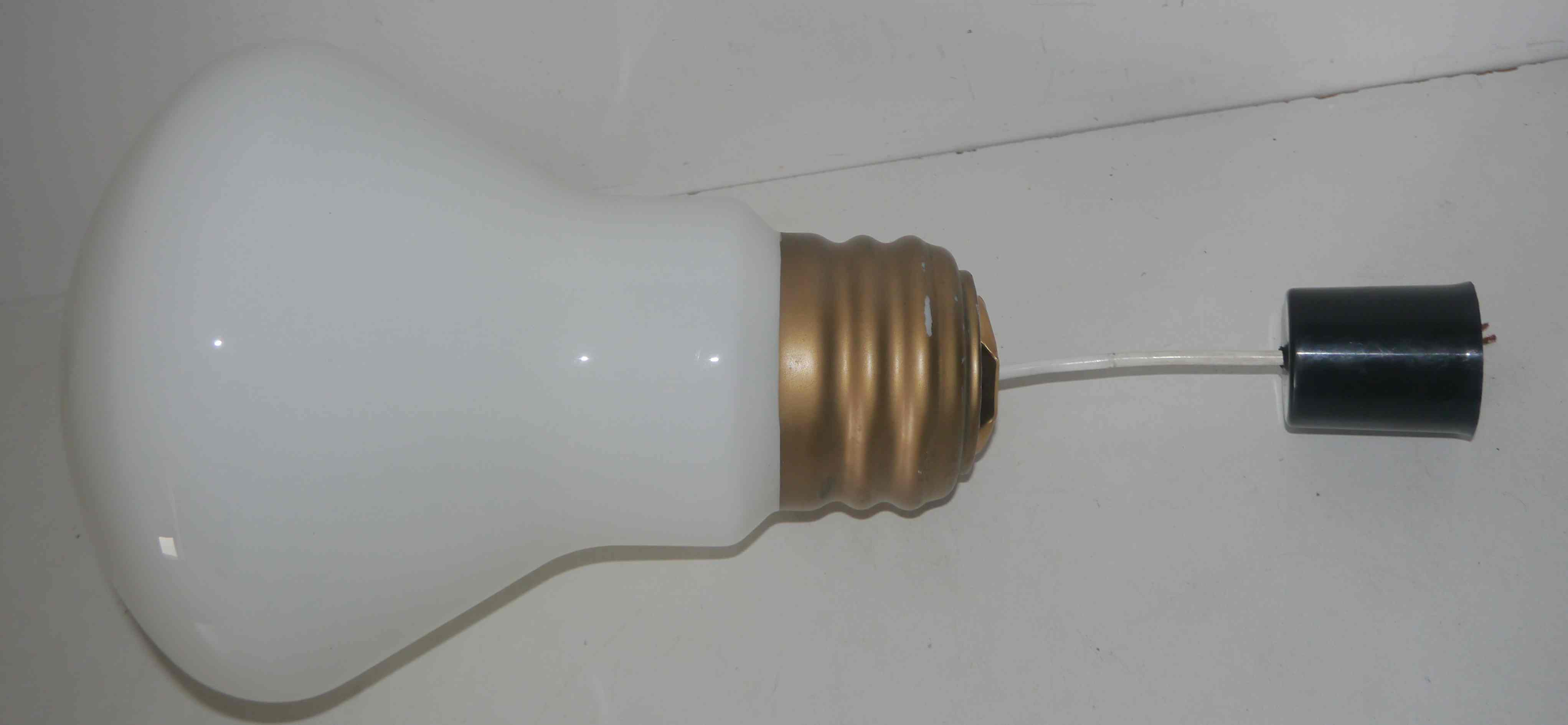 Large vintage opaline pendant lamp in the shape of an S bulb