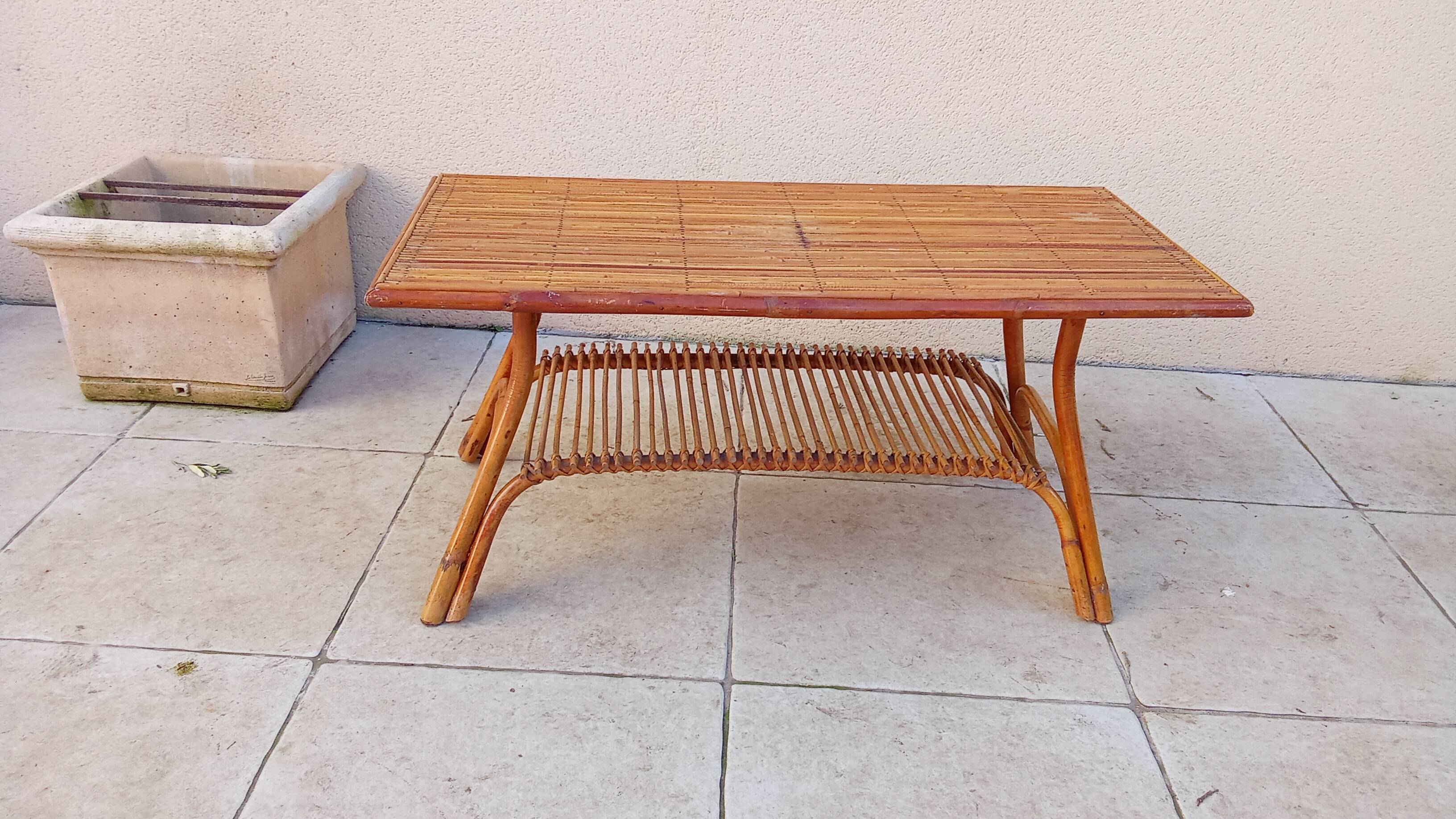 Vintage rattan coffee table