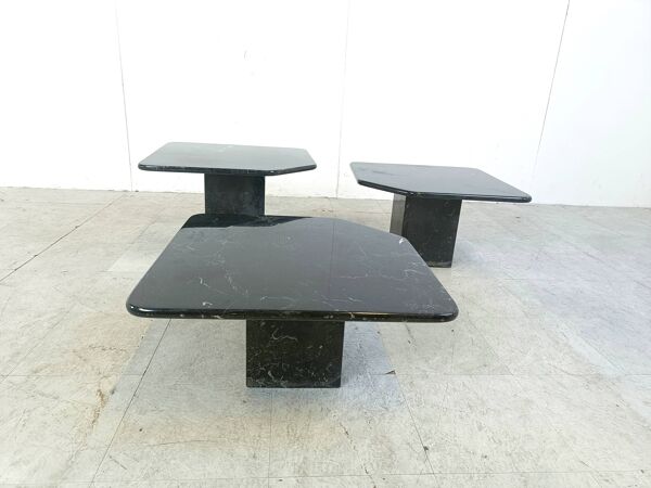 Tables gigognes ou tables d'appoint vintage en marbre, 1970