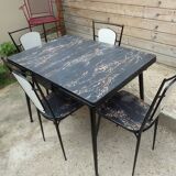 Set table and 4 chairs formica marbled black kitchen
