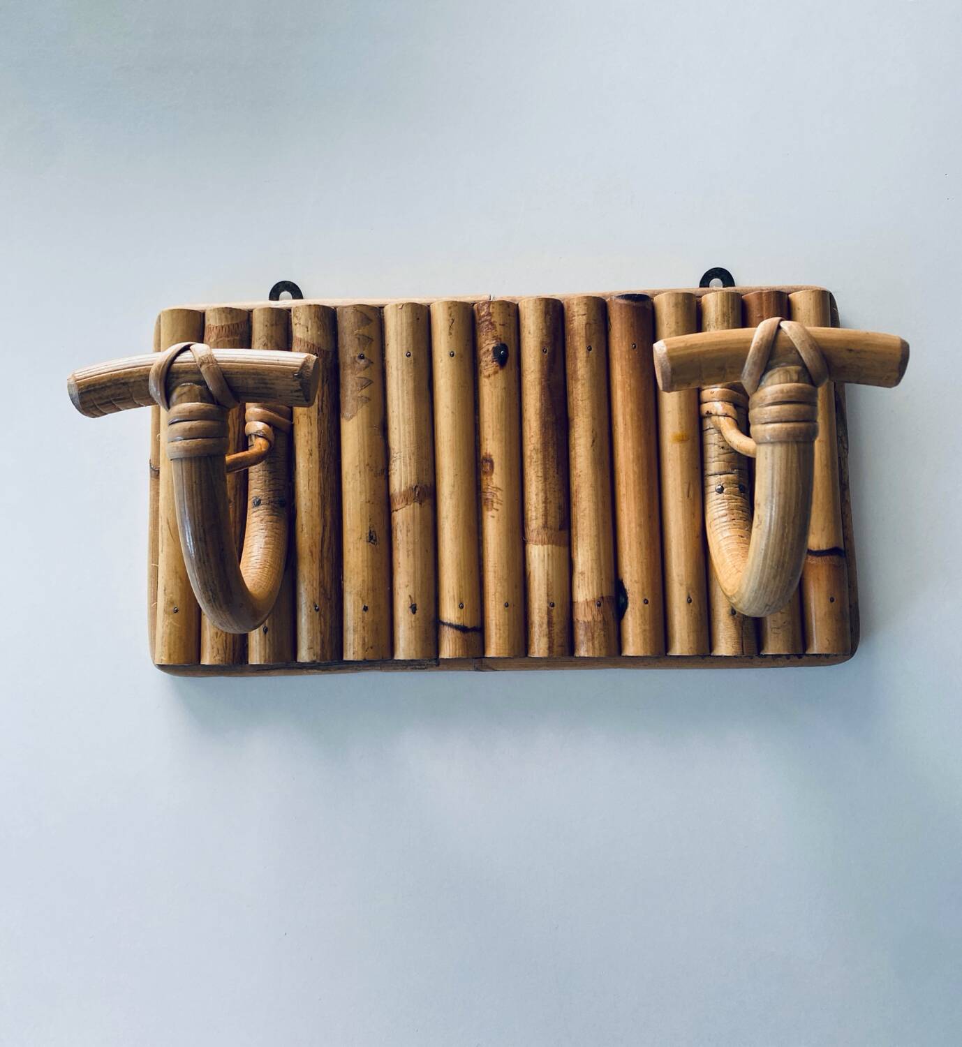Rattan coat rack