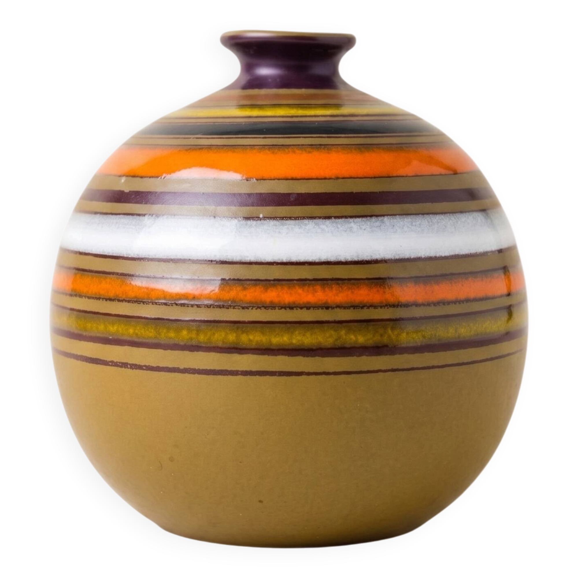 Round banded vase, Aldo Londi for Bitossi, Italy, 1970–1972