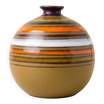 Vase boule à bandes, Aldo Londi pour Bitossi, Italie, années 1970–1972