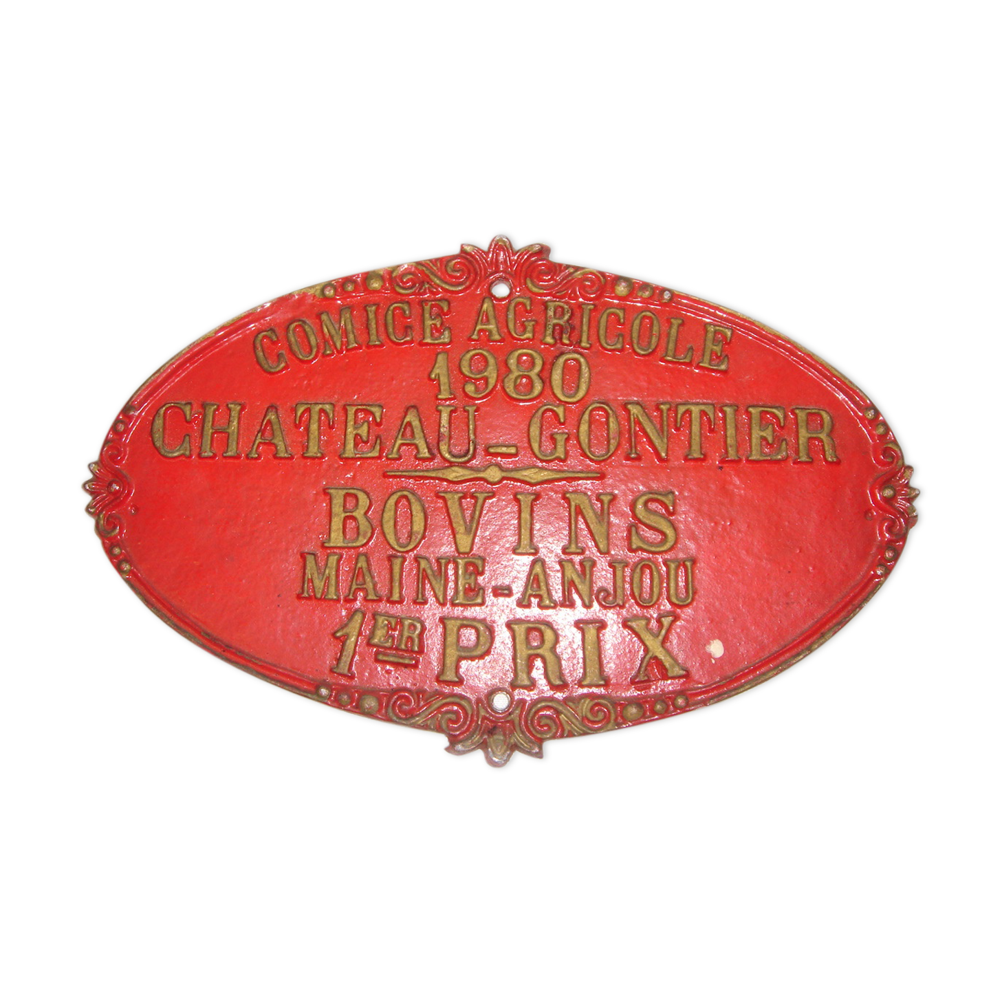 Enamel plate Cattle Chateau Gontier 1980