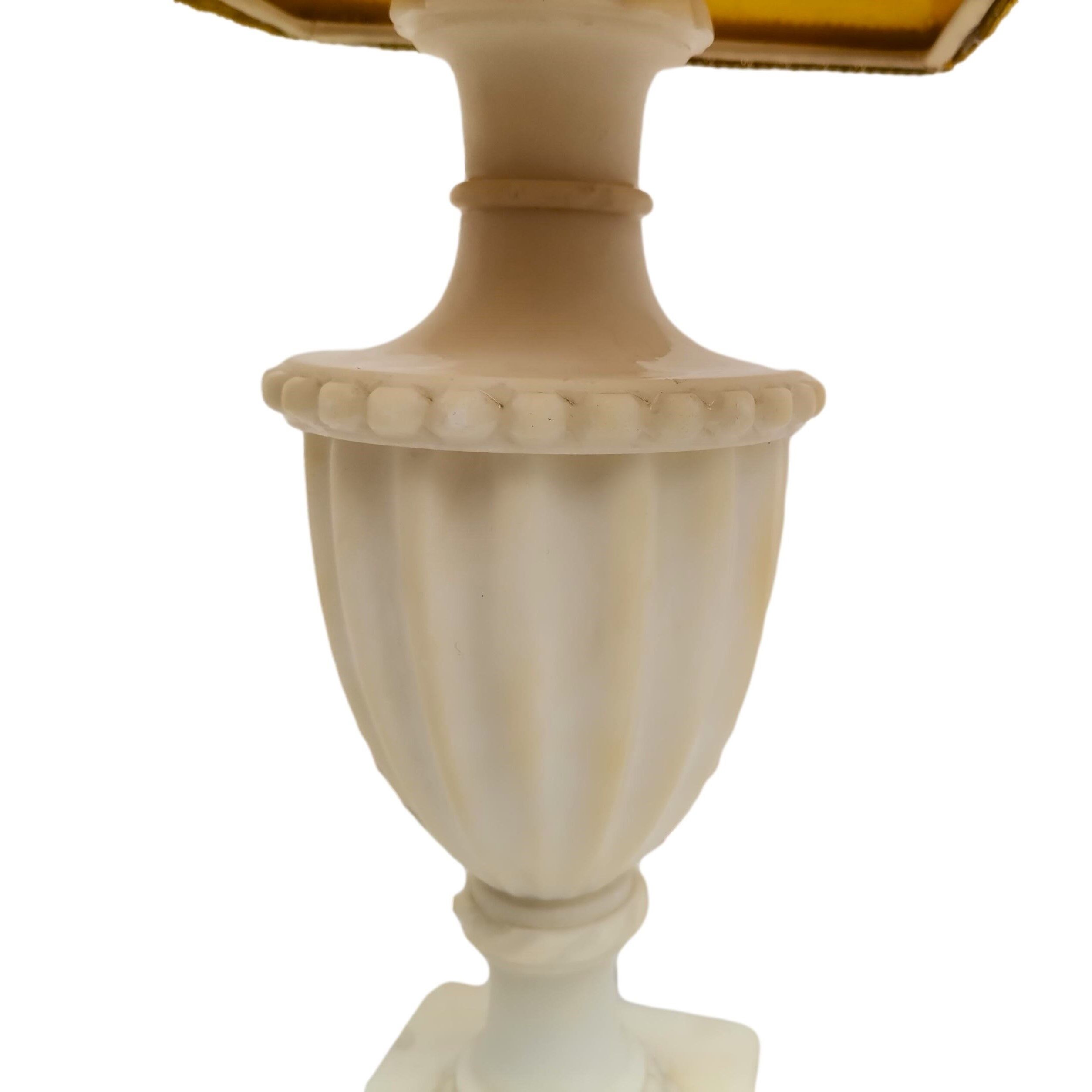 White marble amphora shaped table lamp