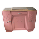 Art deco sideboard revamped powder pink, marble top, chrome handles, vintage shabby chic
