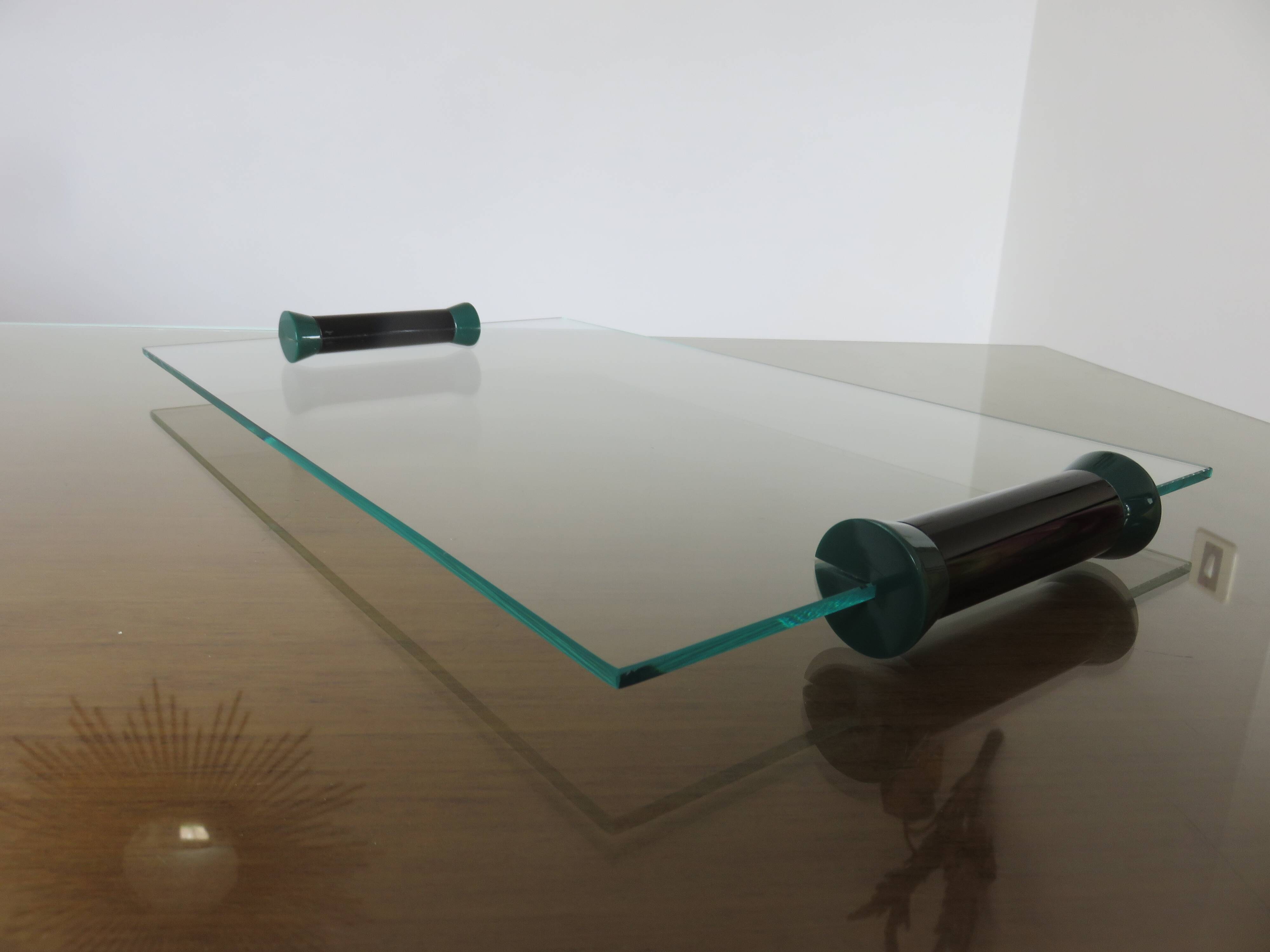 Plateau en verre et polycarbonate années 80 ers Memphis