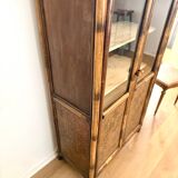 Glass cabinet in bamboo and cane