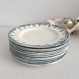 12 ironstone dinner plates “Florence” Longwy