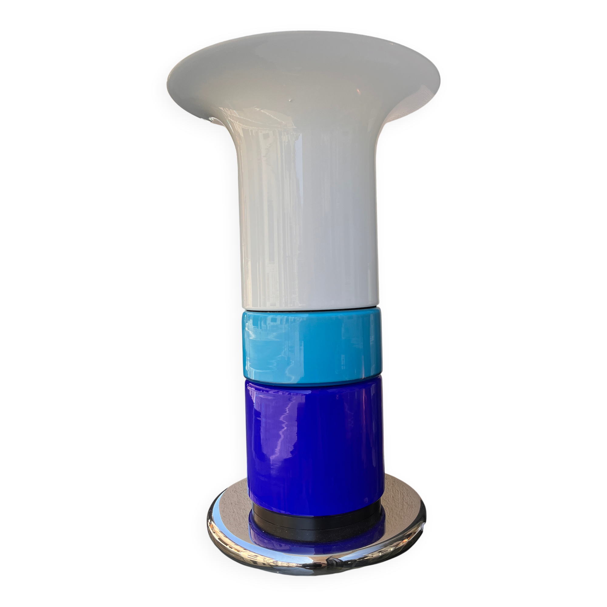 Lampe verre bleue design italien 1970