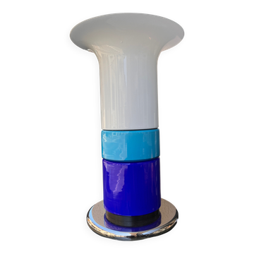 Lampe verre bleue design italien 1970
