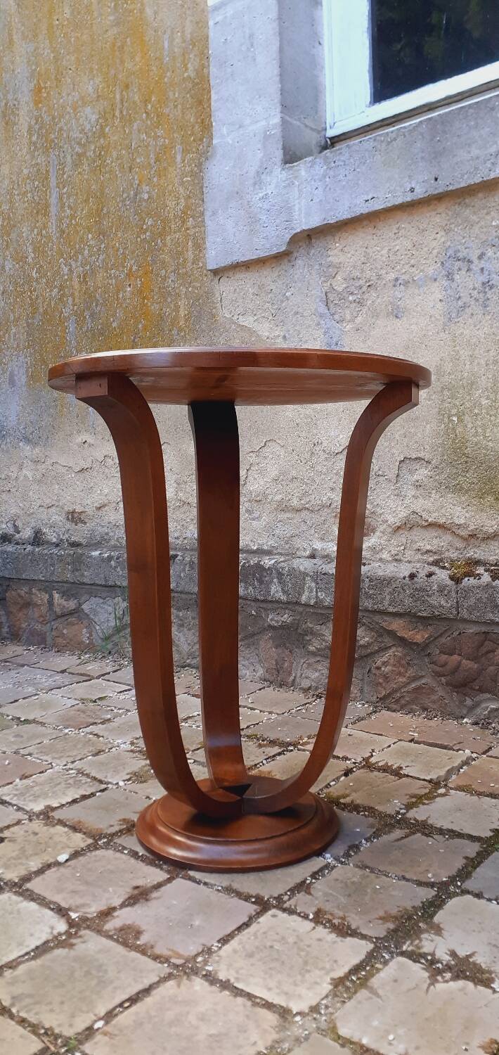 1930 Art Deco pedestal table in solid walnut