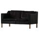 Mogens Hansen, mid-century 2-seater sofa, patinated black leather, 1970s.