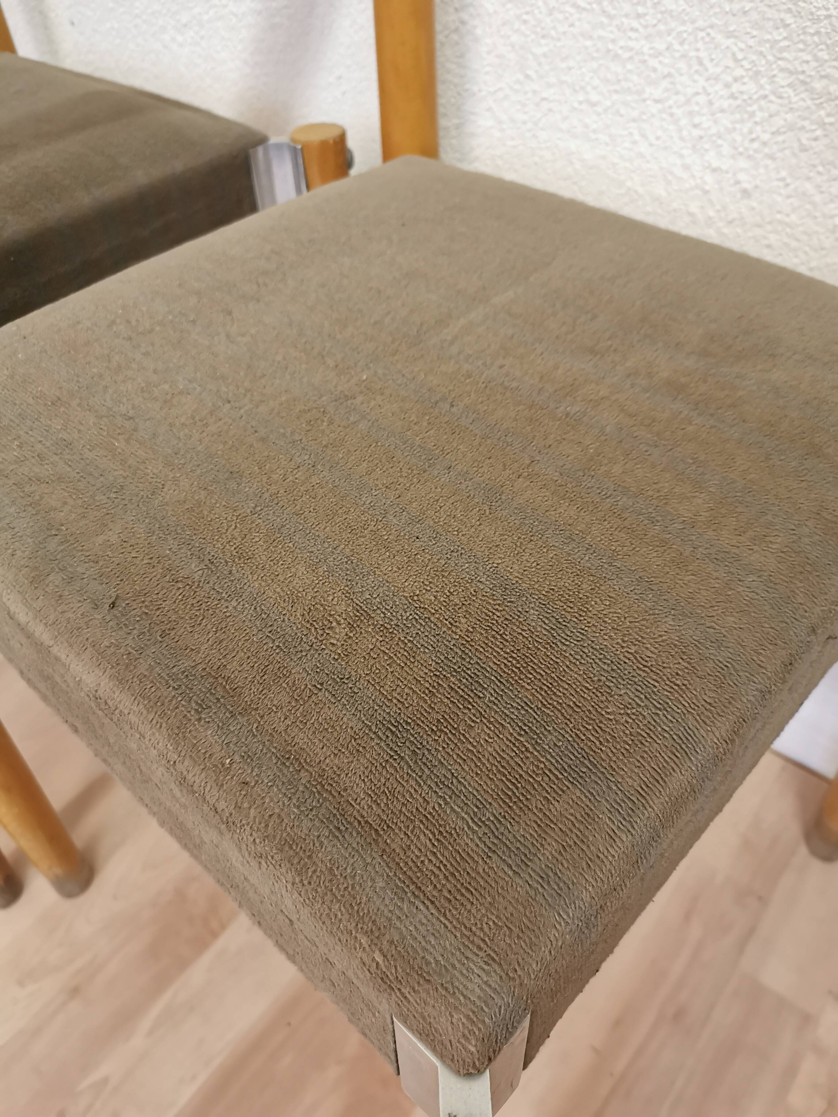 Vintage Miroslav Navratil Dining Chairs: 1970s Czechoslovakia, Gray Fabric