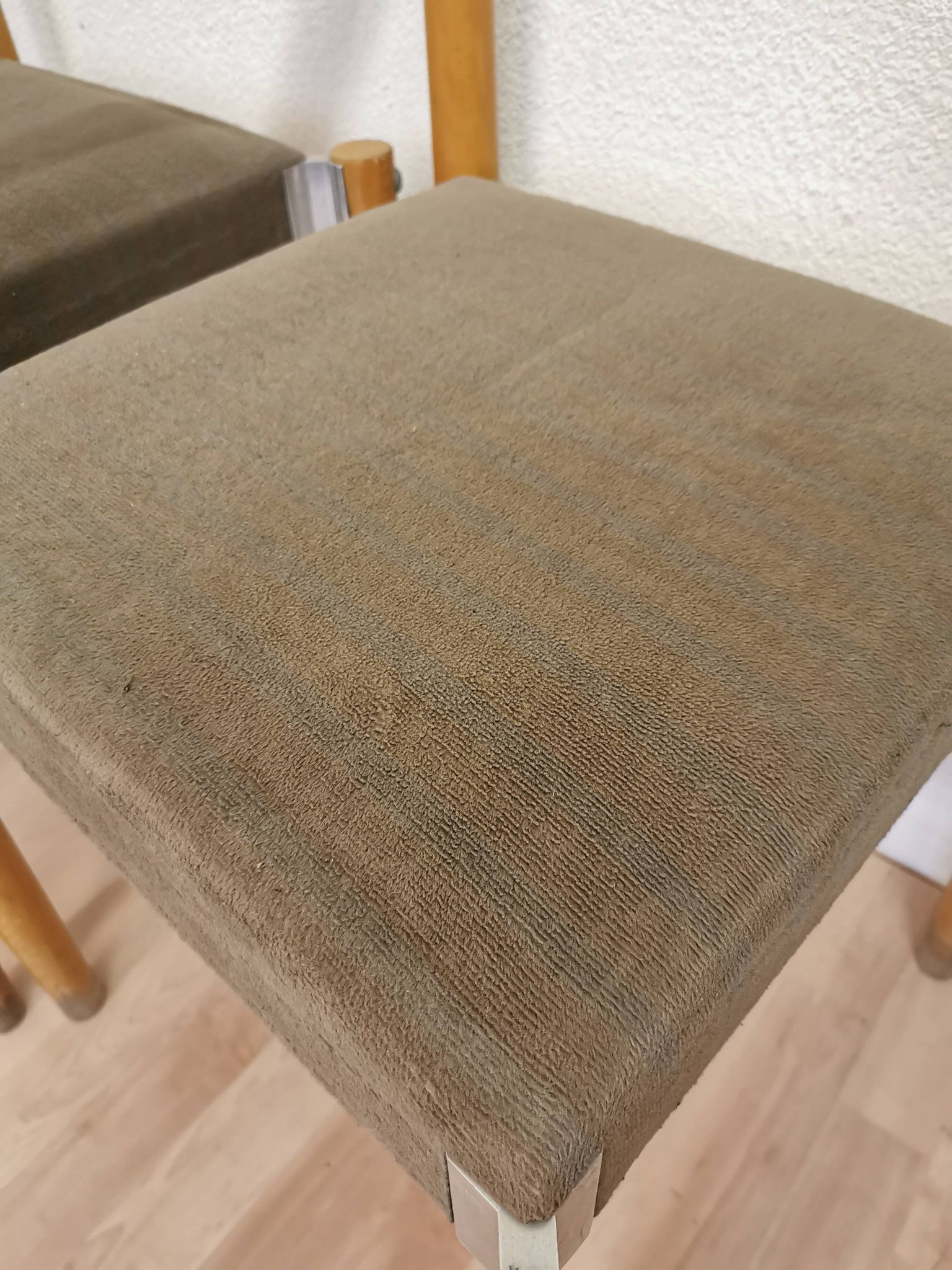 Vintage Miroslav Navratil Dining Chairs: 1970s Czechoslovakia, Gray Fabric