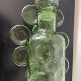 Set of carafe and 9 bubble glass glasses from the 70s