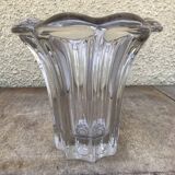 Vintage 1970s Crystal Molded Flower Vase