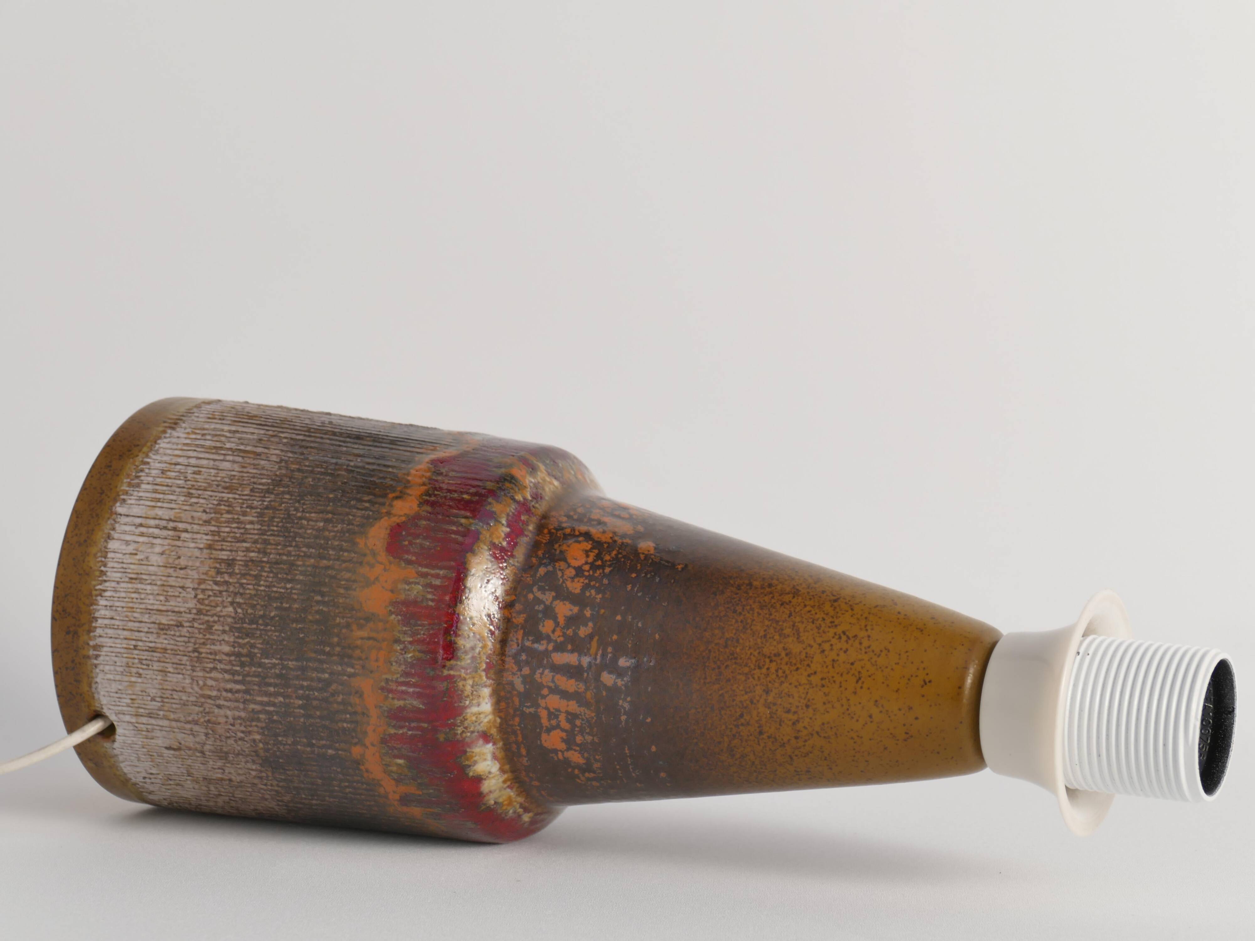 Unique Scandinavian Modern Brutalist Ceramic Table Lamp by Tilgmans, Sweden