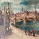 Tableau "Quai de Seine", Paris par Marcel Caradec (1901-1998) avec cadre