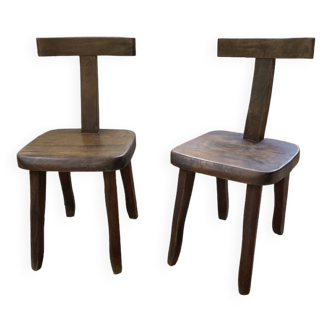 Pair of Aranjou elm “T” chairs