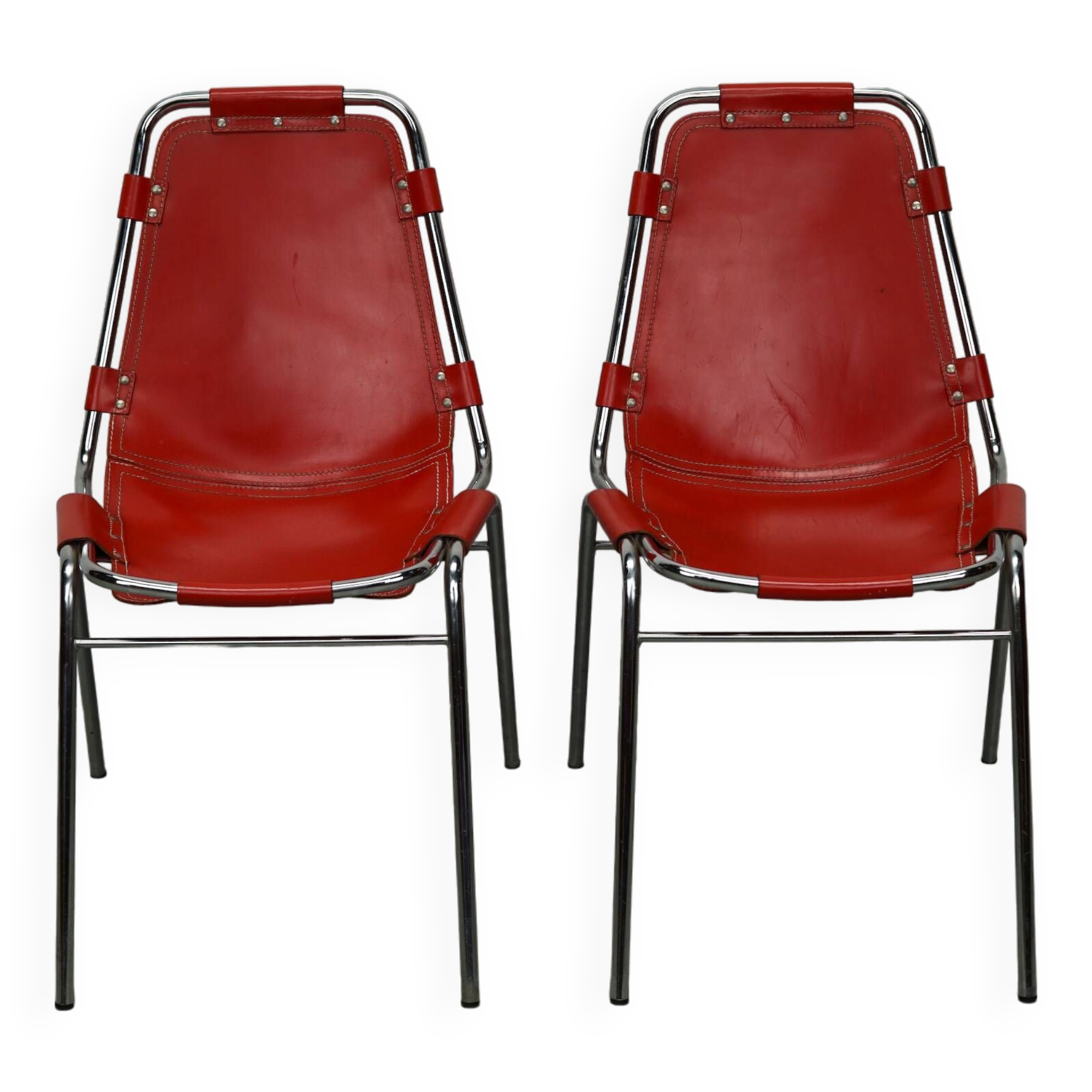 Set of Two Red Chairs by Dalvera for Les Arcs, 1960s