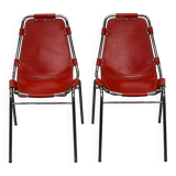 Set of Two Red Chairs by Dalvera for Les Arcs, 1960s