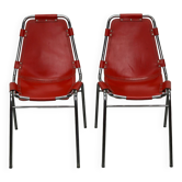 Ensemble de deux chaises rouges par Dalvera pour Les Arcs, 1960s