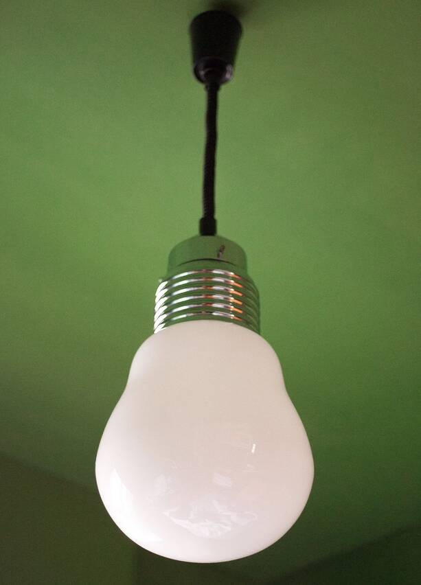 Vintage pendant light, old light fixture, opaline bulb shape, giant bulb, pulley system, loft decor