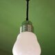 Vintage pendant light, old light fixture, opaline bulb shape, giant bulb, pulley system, loft decor