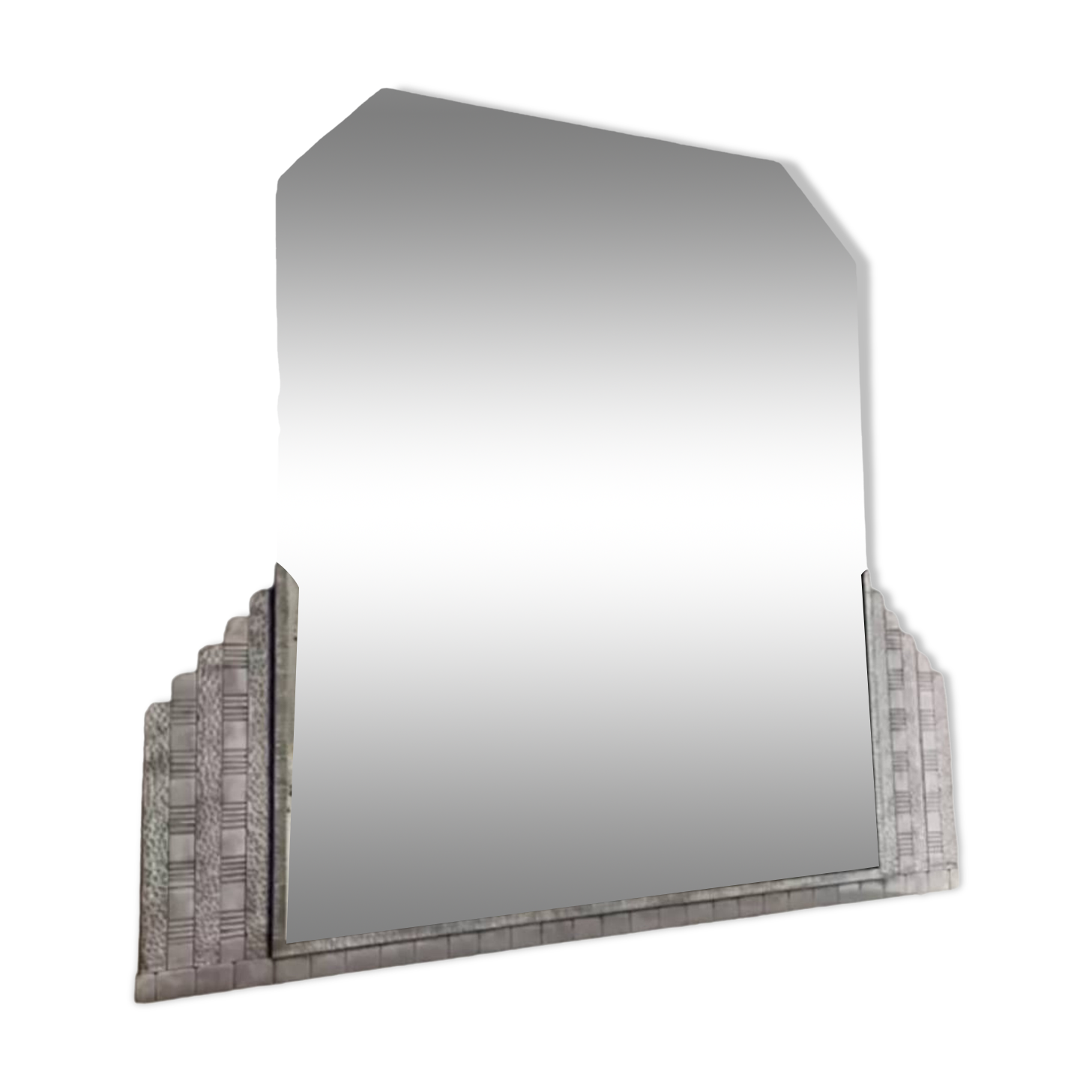Vintage hammered metal mirror, France art deco 1930