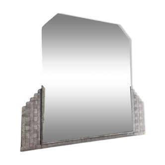 Vintage hammered metal mirror, France art deco 1930