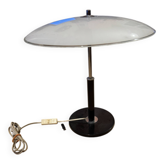 IKEA Desk Lamp Model B8802 Black Metal and Opaline Glass