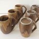 Lot 6 sandstone mugs varnished vintage 50s